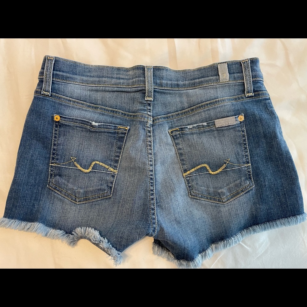 7 for all mankind blue jean shorts size 26 and gently worn.